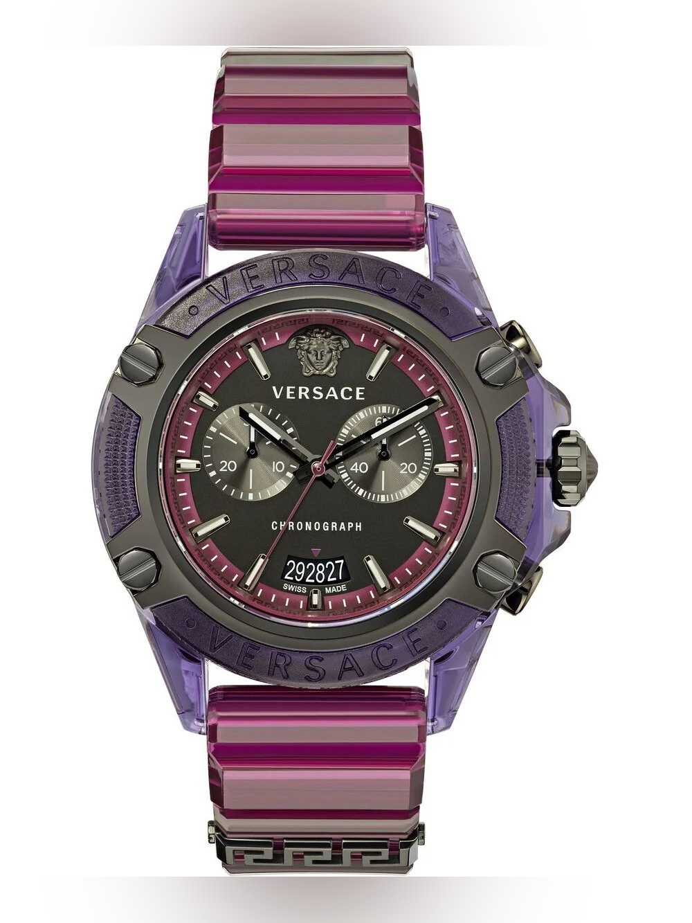 Versace VEZ701423 Chronograph Active Violet Swiss Made Watch Authentic Luxury